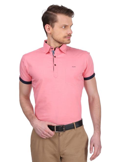 pink solid polo t-shirt - 18206208 - Standard Image - 1