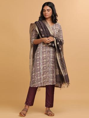 purple solid others trouser - 18206660 - Standard Image - 4