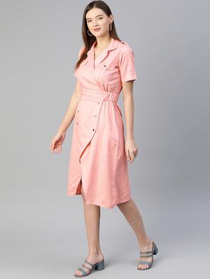 pink solid a-line dress - 18206950 - Standard Image - 2