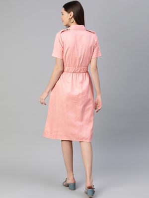 pink solid a-line dress - 18206950 - Standard Image - 3