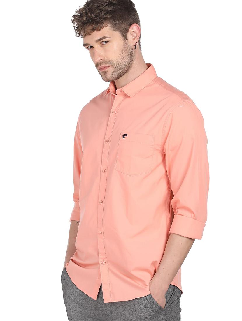 men coral collared casual shirt in 100% combed cotton - 18207063 - Zoom Image - 2