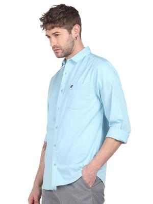 blue solid casual shirt - 18207072 - Standard Image - 2
