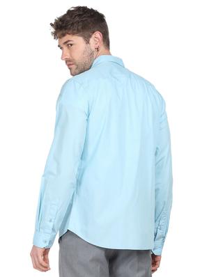blue solid casual shirt - 18207072 - Standard Image - 3