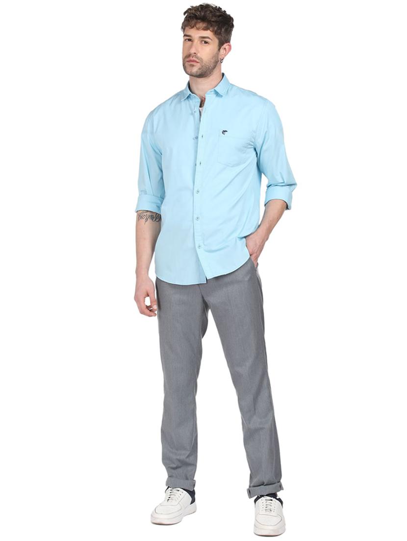 blue solid casual shirt - 18207072 - Zoom Image - 4