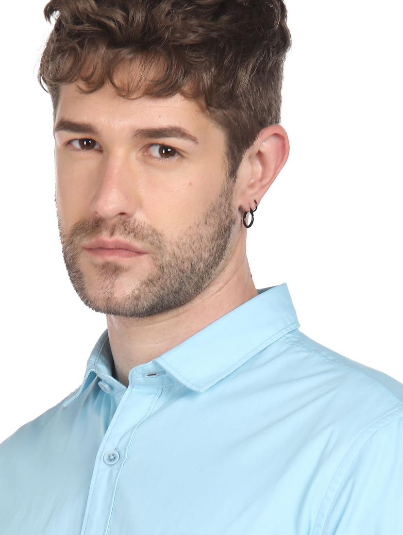 blue solid casual shirt - 18207072 - Zoom Image - 5