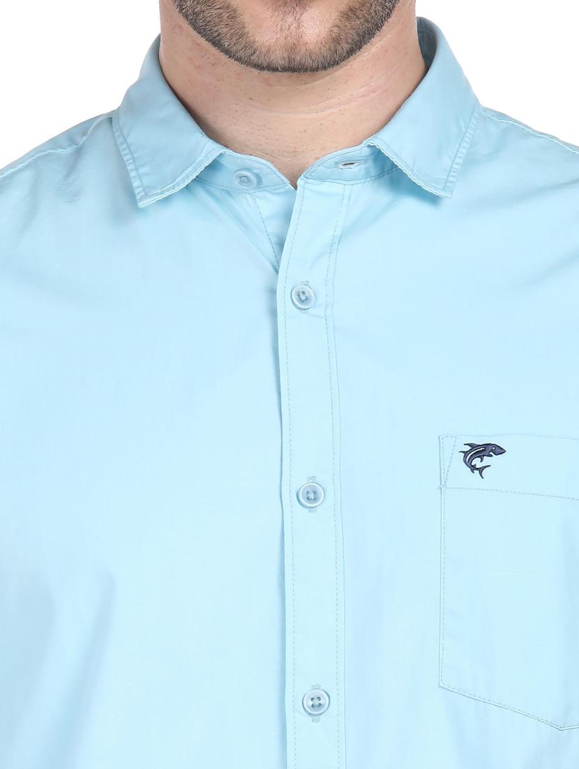 blue solid casual shirt - 18207072 - Zoom Image - 6