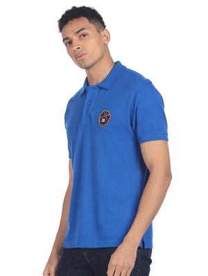 blue solid polo t-shirt - 18207158 - Standard Image - 3