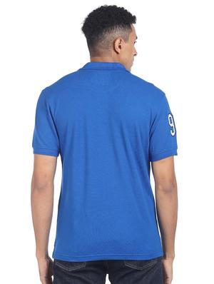 blue solid polo t-shirt - 18207158 - Standard Image - 4