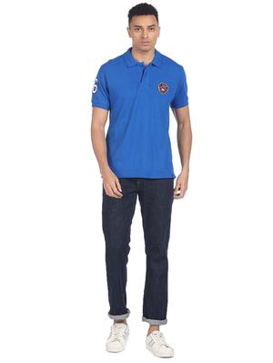 blue solid polo t-shirt - 18207158 - Standard Image - 5