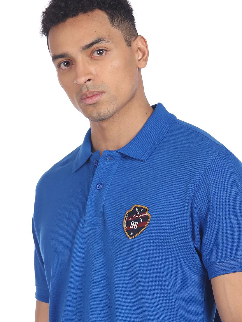 blue solid polo t-shirt - 18207158 - Zoom Image - 6