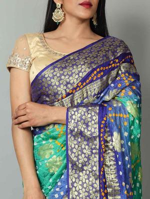 multi colored silk tie & dye saree with blouse - 18207263 - Standard Image - 3