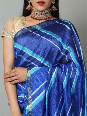 leheriya printed saree with blouse - 18207284 - Standard Image - 3