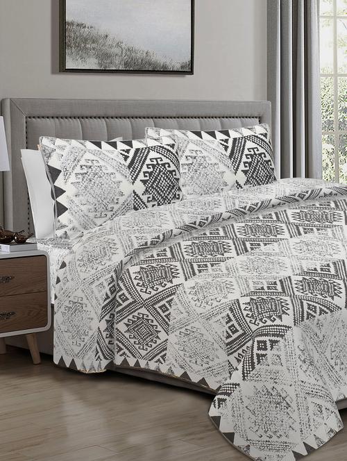 texstylers 100% cotton 90 inch x 108 inch jaipuri print king size bedsheet with 2 pillow covers - 18207346 - Standard Image - 1