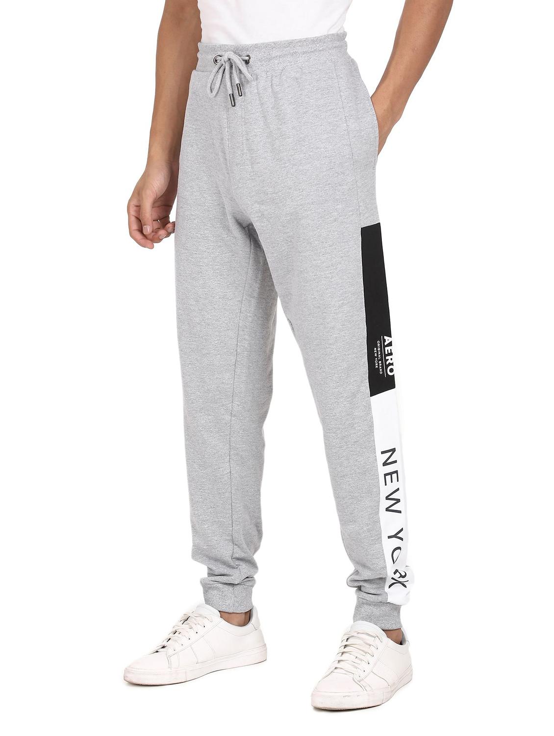 grey mélange color-blocked joggers track pant - 18207492 - Zoom Image - 2