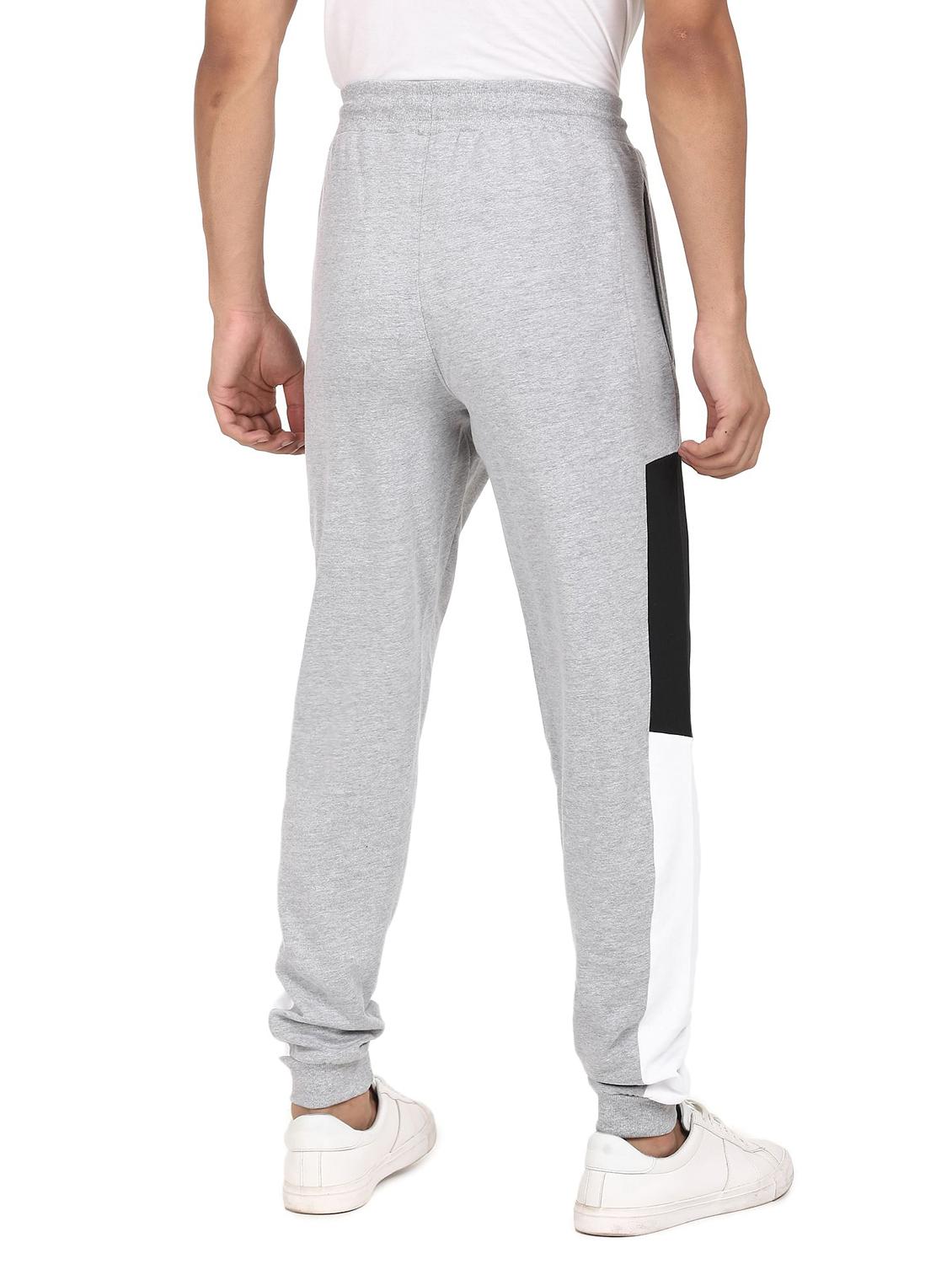 grey mélange color-blocked joggers track pant - 18207492 - Zoom Image - 3