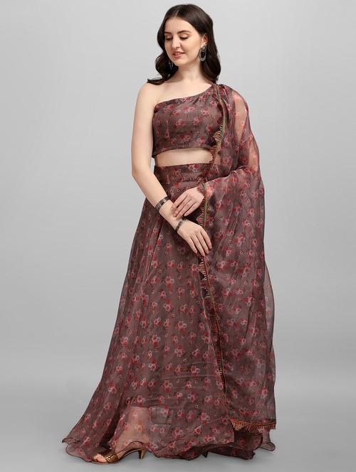 flotal print flared lehenga - 18207681 - Very Small Image - 1