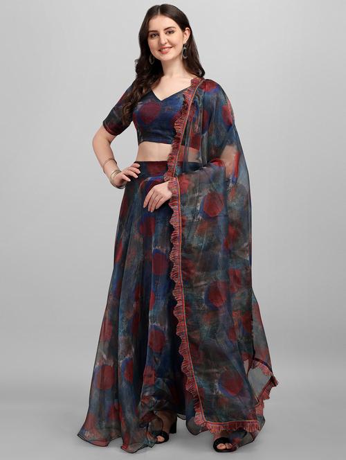 flotal print flared lehenga - 18207682 - Standard Image - 1