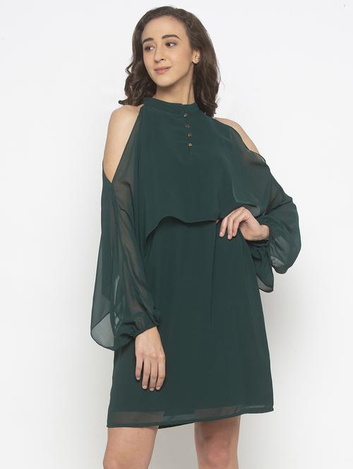 green solid shift dresses & tunic - 18209113 - Standard Image - 1