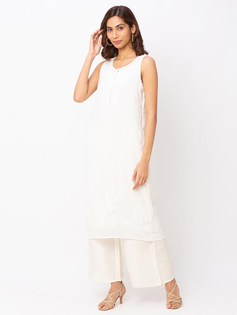 white solid shift dresses & tunic - 18209136 - Zoom Image - 3