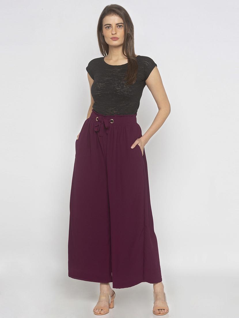 purple solid bottom wear - 18209166 - Zoom Image - 4