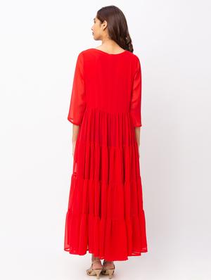 red georgette shrug - 18209213 - Standard Image - 4