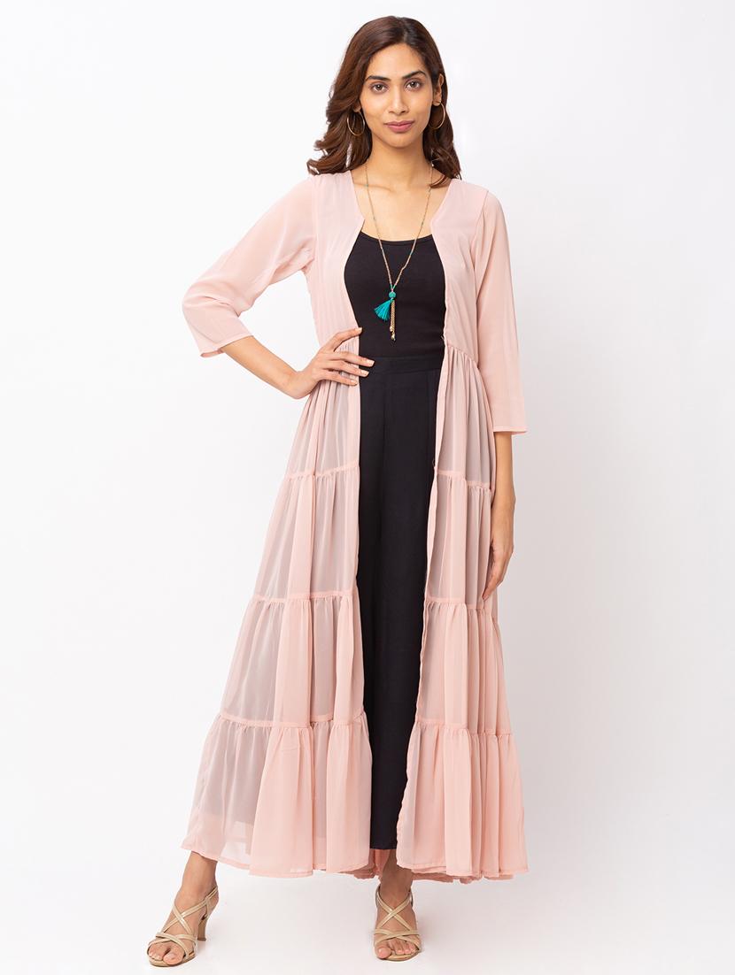 pink georgette shrug - 18209215 - Zoom Image - 1