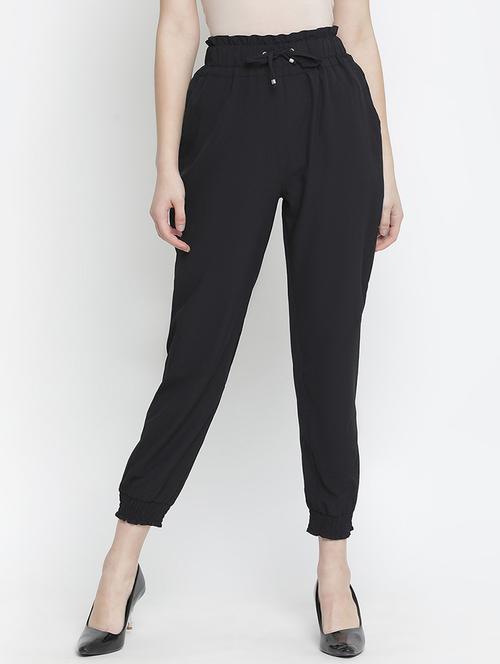 drawstring waist solid trouser - 18210668 - Standard Image - 1