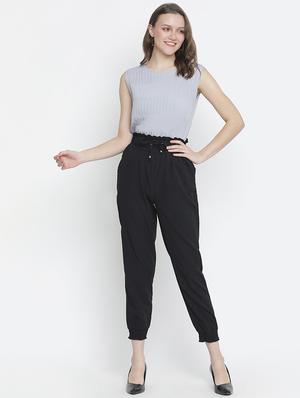 drawstring waist solid trouser - 18210668 - Standard Image - 4