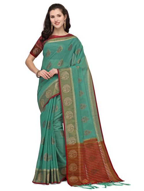 blue silk blend banarasi saree with blouse - 18211636 - Standard Image - 1