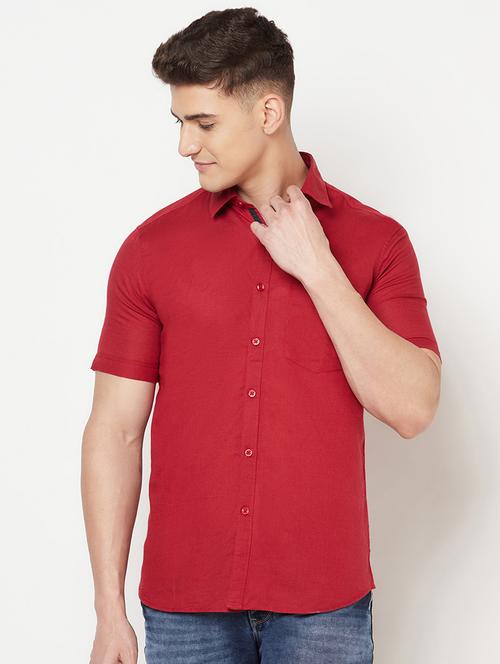 red solid casual shirt - 18211770 - Standard Image - 1