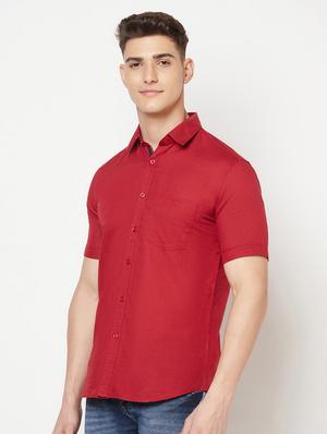 red solid casual shirt - 18211770 - Standard Image - 2