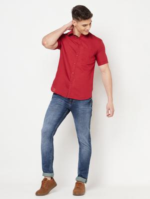 red solid casual shirt - 18211770 - Standard Image - 4