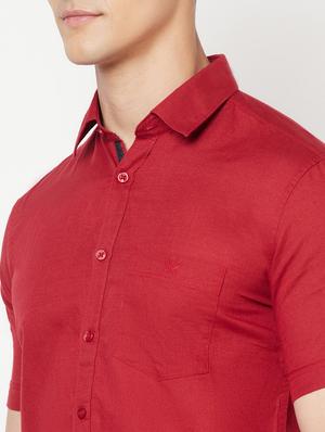 red solid casual shirt - 18211770 - Standard Image - 5