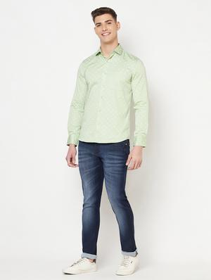 green printed casual shirt - 18211788 - Standard Image - 4