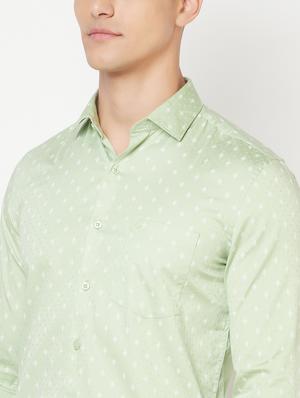 green printed casual shirt - 18211788 - Standard Image - 5