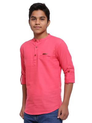 pink solid kurta - 18212024 - Standard Image - 2
