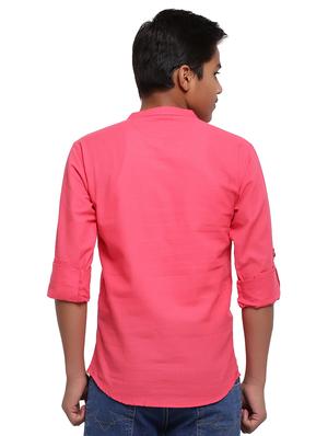 pink solid kurta - 18212024 - Standard Image - 3