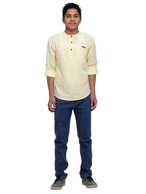 yellow solid kurta - 18212027 - Standard Image - 4