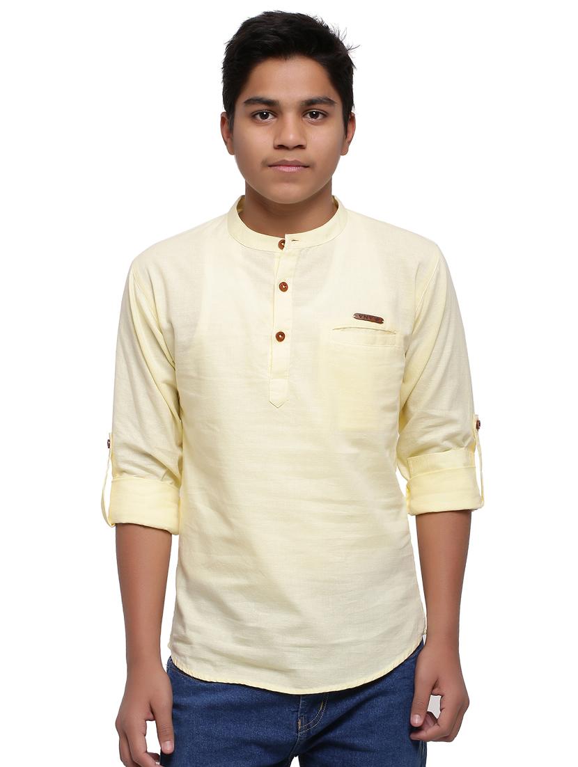 yellow solid kurta - 18212027 - Zoom Image - 1