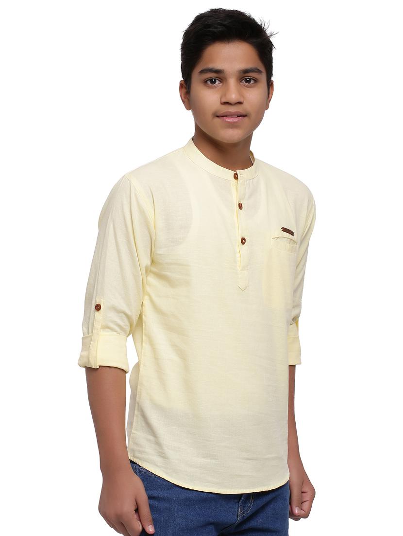 yellow solid kurta - 18212027 - Zoom Image - 2