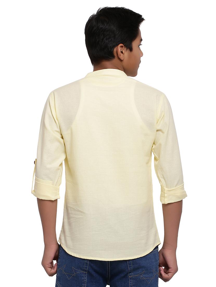 yellow solid kurta - 18212027 - Zoom Image - 3