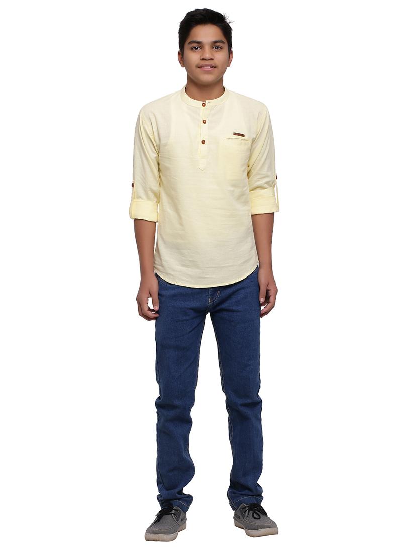yellow solid kurta - 18212027 - Zoom Image - 4