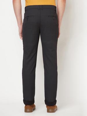 black solid chinos casual trouser - 18212265 - Standard Image - 3