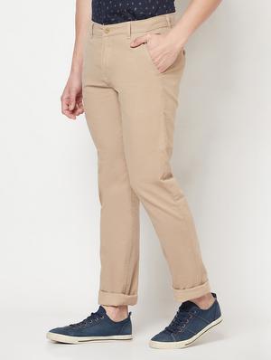 beige solid chinos casual trouser - 18212266 - Standard Image - 2