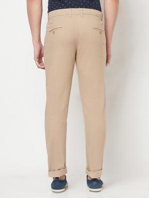 beige solid chinos casual trouser - 18212266 - Standard Image - 3