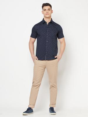 beige solid chinos casual trouser - 18212266 - Standard Image - 4