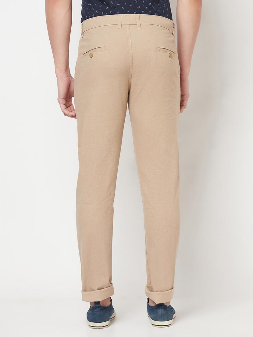 beige solid chinos casual trouser - 18212266 - Zoom Image - 3