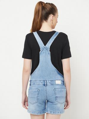 blue solid dungaree jumpsuit - 18212276 - Standard Image - 3