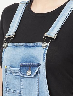 blue solid dungaree jumpsuit - 18212276 - Standard Image - 5