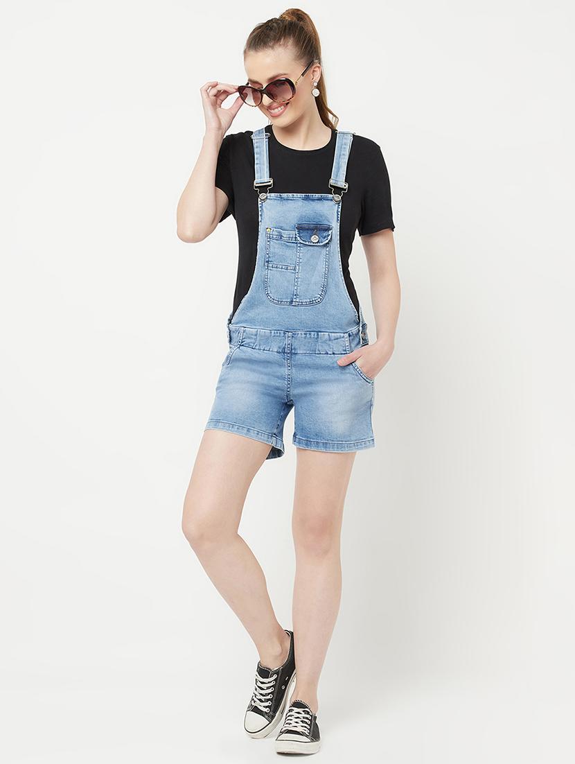blue solid dungaree jumpsuit - 18212276 - Zoom Image - 4